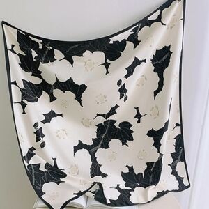 Elegant Black and White Floral Scarf
